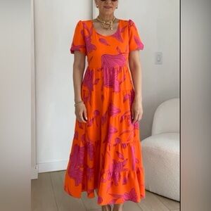 Vibrant Orange and Pink Women's Dress